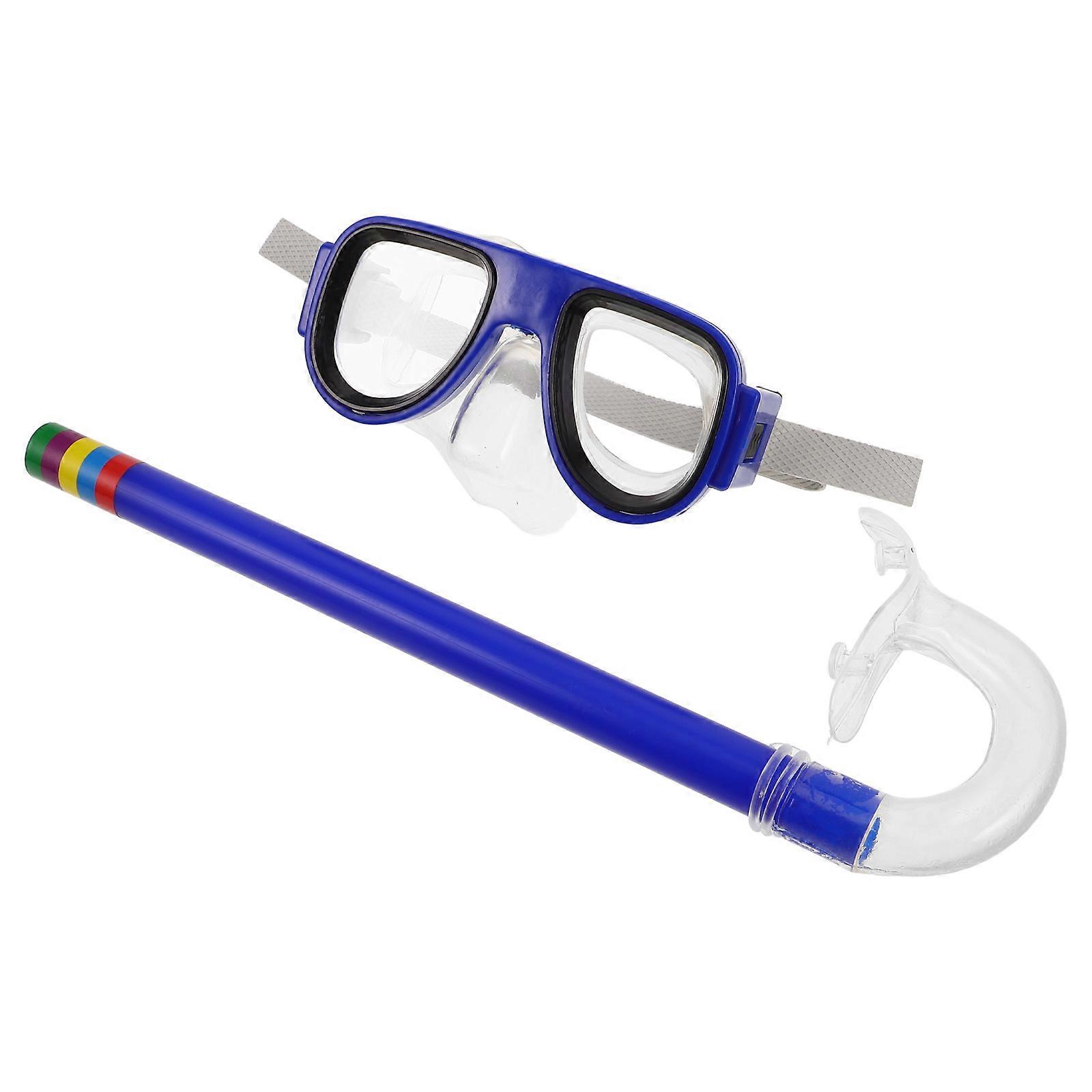 Blue Youth Diving Mask And Professional Breathing Tube For Kids With Leak-Proof And Clear Vision Features 1 Set