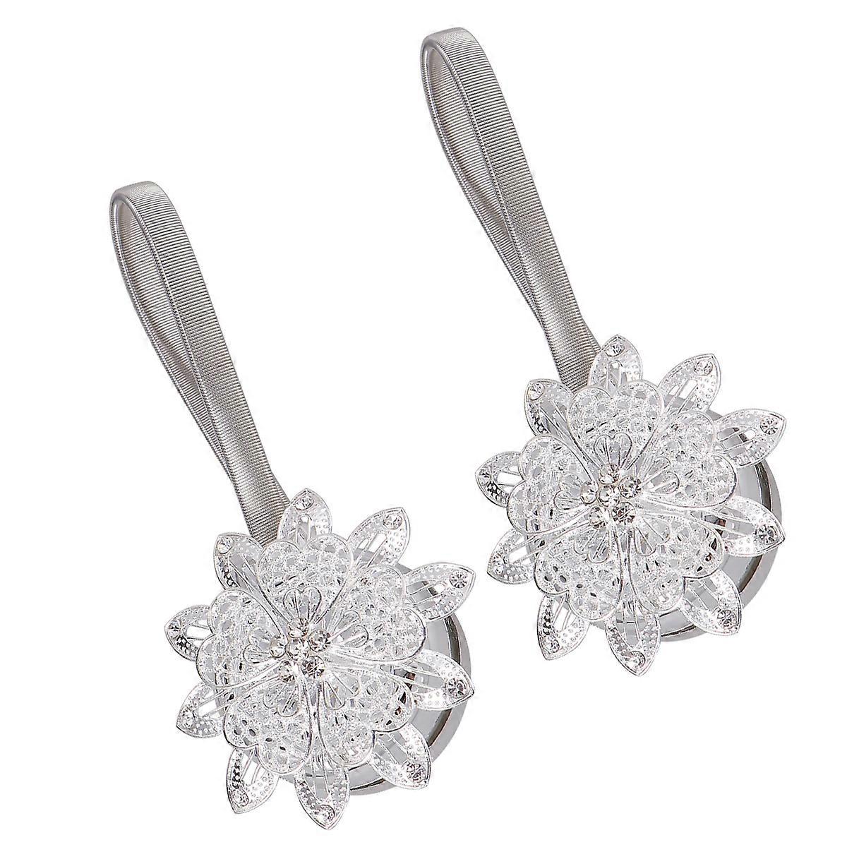 Magnetic Curtain Tiebacks with Composite Material for Use Silver 2pcs