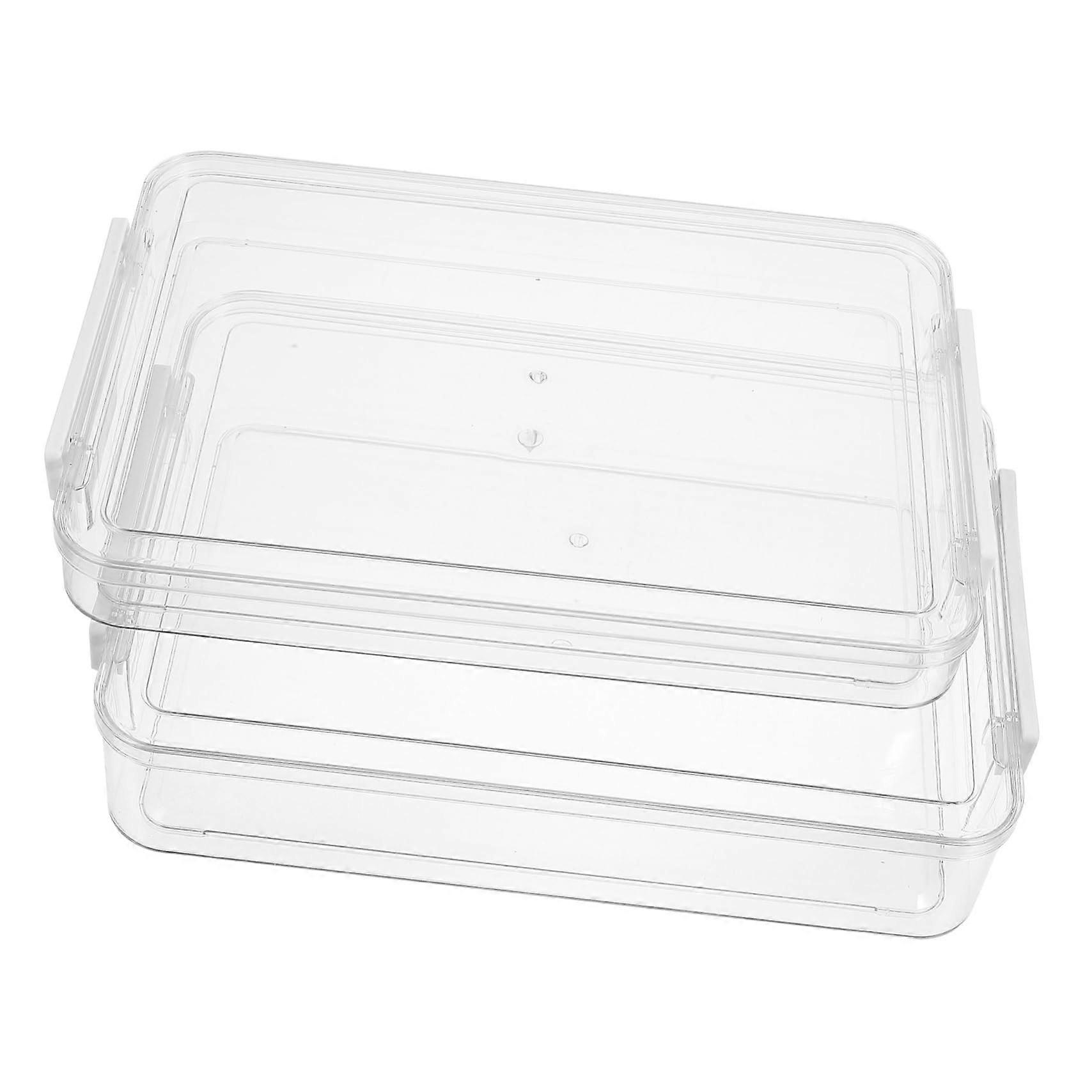 2-Piece Box File Protector Stackable Plastic Container With Lid For Pets Office Storage