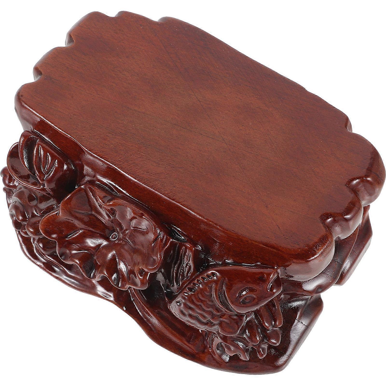 Wooden Carved Sculpture Stand Pedestal Base for Buddha Statues, Flower Pots, Vases, and Decorative Bowls – Ideal for Kitchen Counters and Home