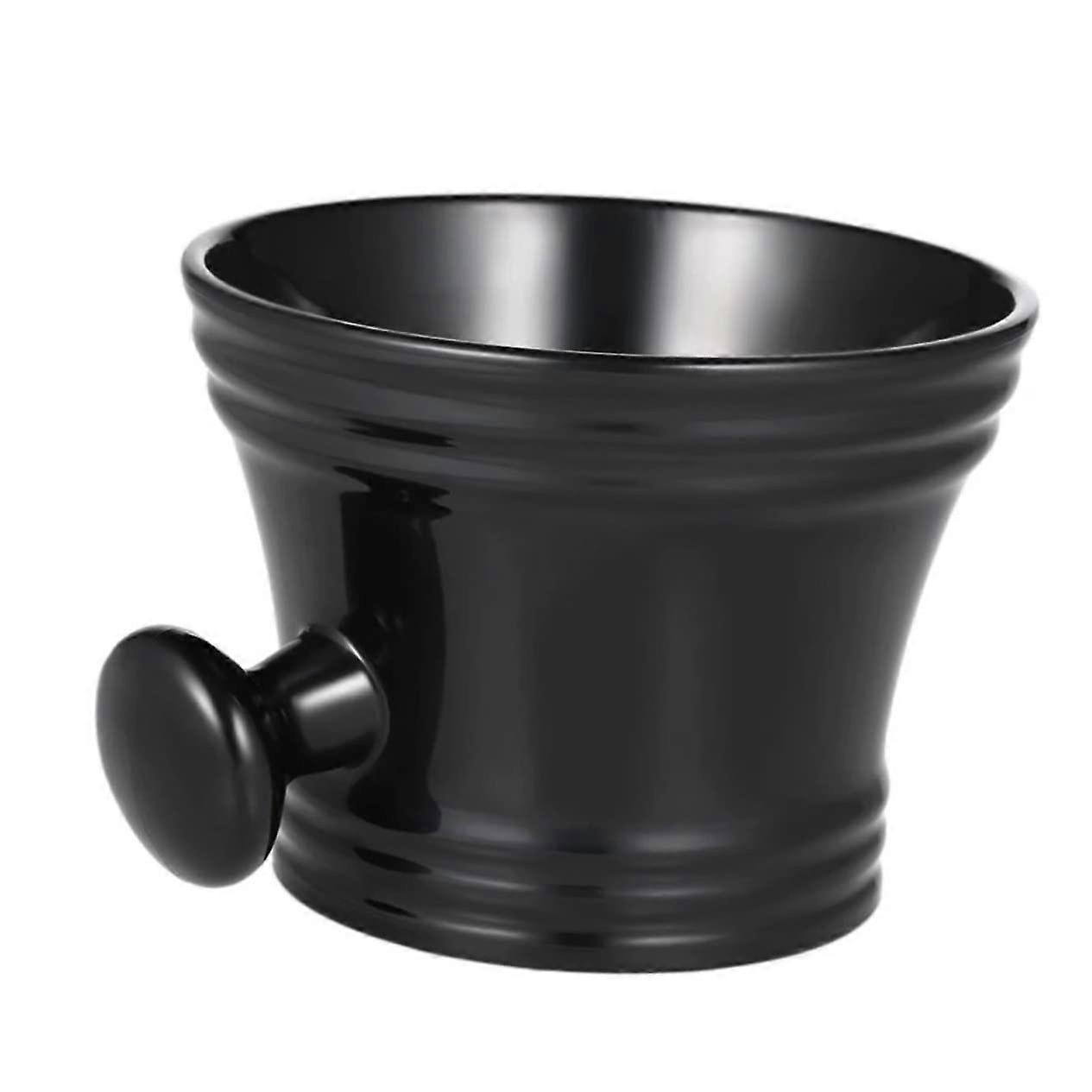 Plastic Shaving Soap Bowl with Round Handle for Men, Durable and Stylish Shaving Soap Dish for Traditional Shaving, Black