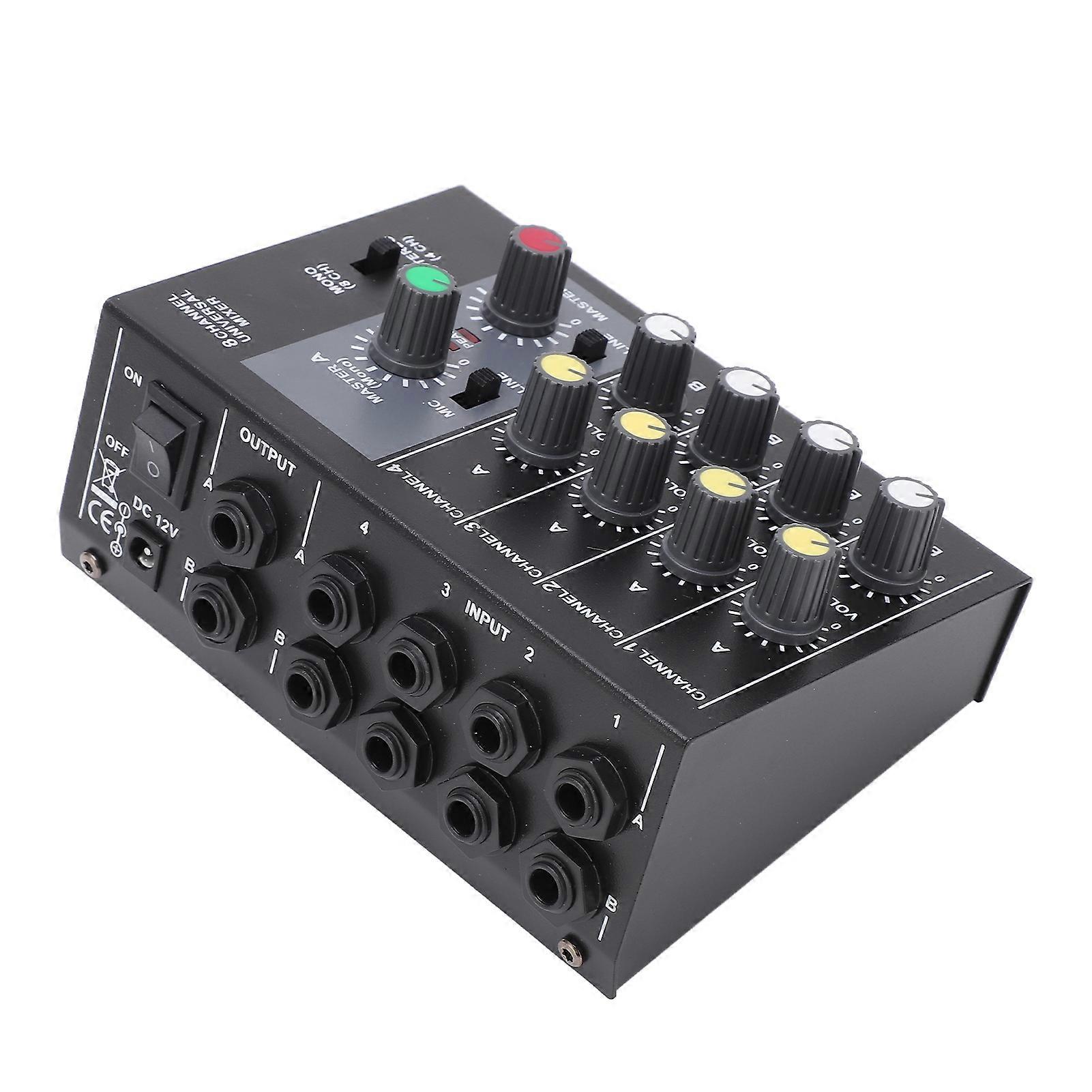 Audio Mixer 8 Channel Input Mono Stereo Sound Mixing Console Low Noise  110‑240V