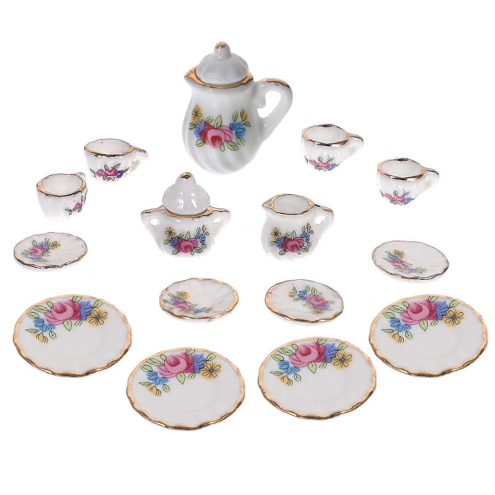 1 Set Miniature Tea Set Mini Ceramic Tableware Model Mini House Accessory