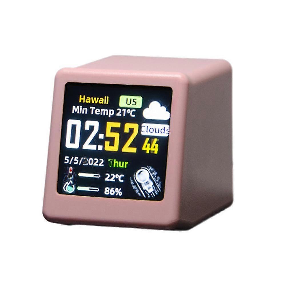 For Animated Weather Clock 1.54 Inch TFT IPS Screen Real Time Weather Display with Calendar Temperature Humidity Desktop Digital Clock