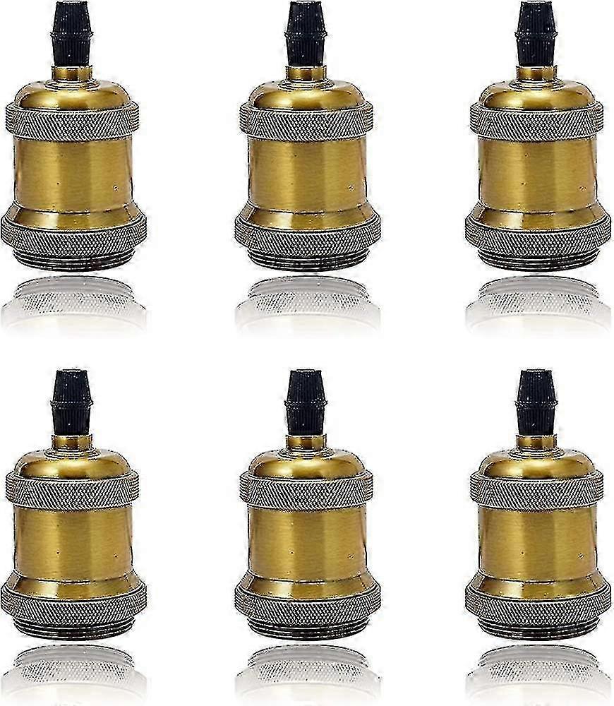 6 Pack E27 Vintage Light Bulb Solid Ceramic Socket Lamp Holder Retro Edison Screw Adapter Antique Brass