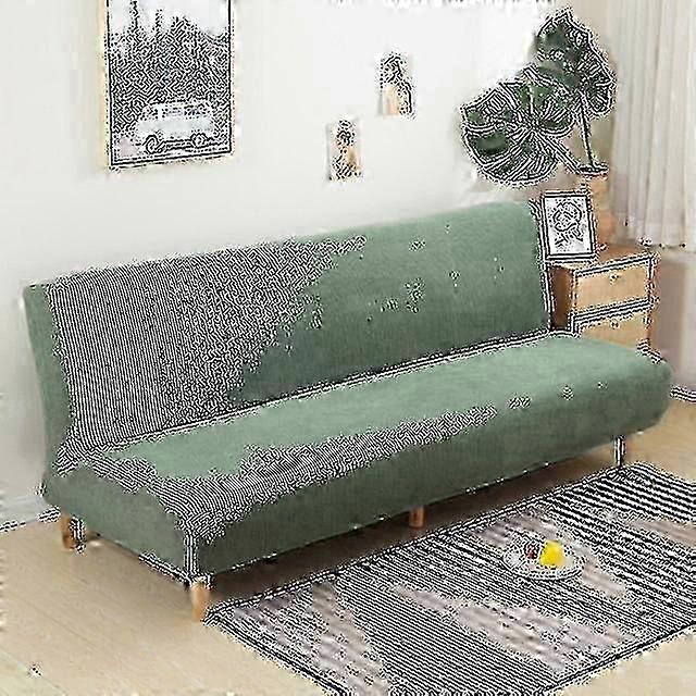 Large Armless Sofa Bed Stretch Couch Cover Without Armrests - Elastic Removable Futon Dust Protector with Slipcover & Washable