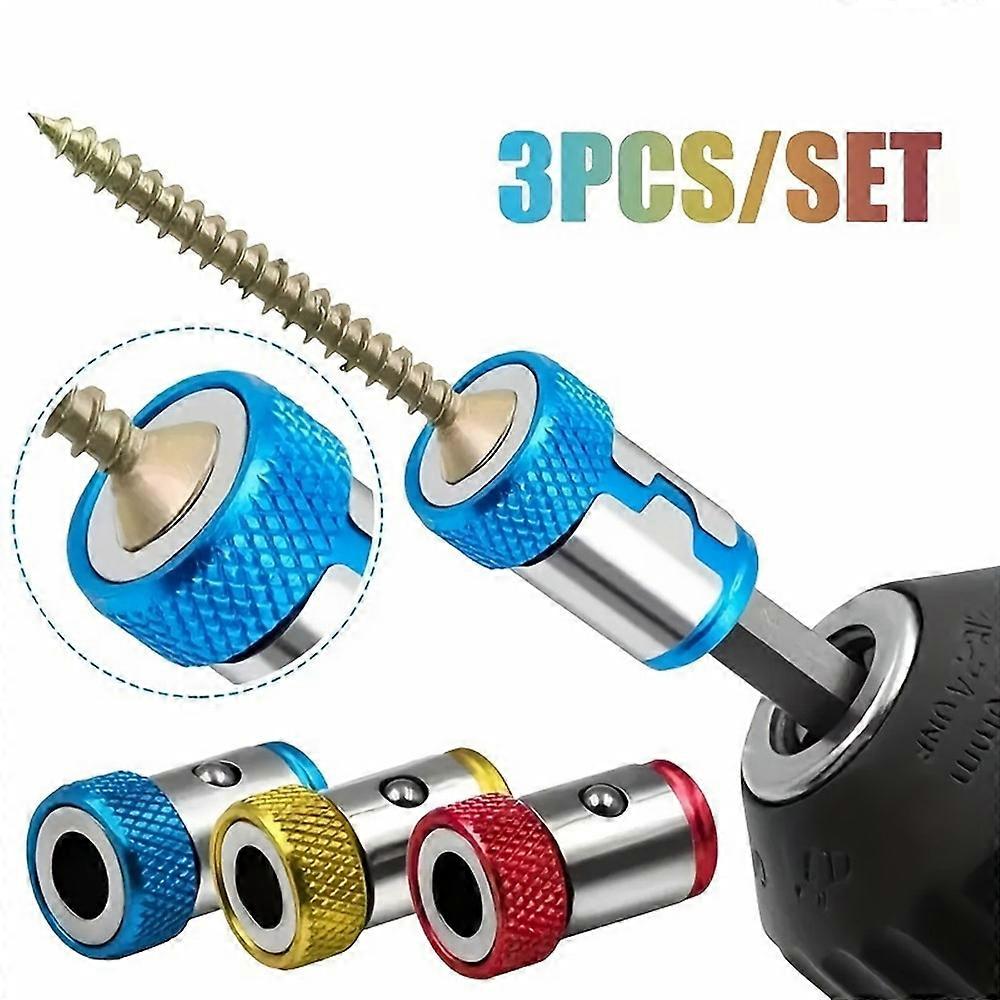 3Pcs / Set Screwdriver Head Magnetic Ring Cr_V Anti-Drop Magnetic Screwdriver Bit Holder