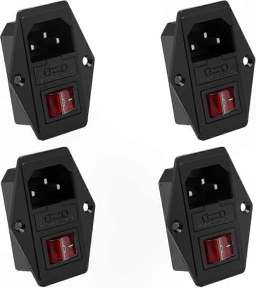 4-Pack Flush Mount Connectors with Switch, Fuse, and Lamp for 3D Printers