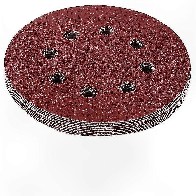 10 Pieces 5 Inch 8 Hole Sanding Discs Hook and Loop Sanding Discs Sandpaper for Orbital Sander Random(80)