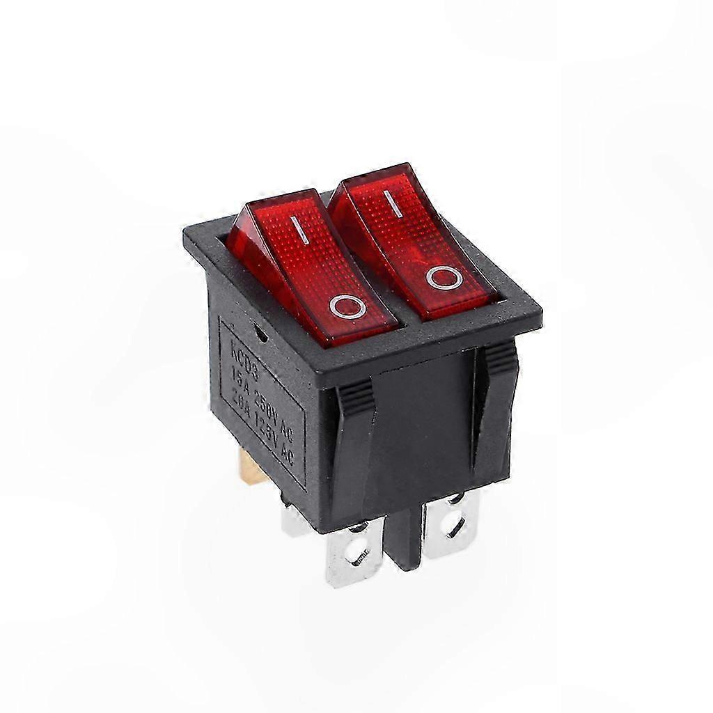 6-Pin Dual Rocker Switch with Green and Red LED Light 20A 125V AC On-Off Function