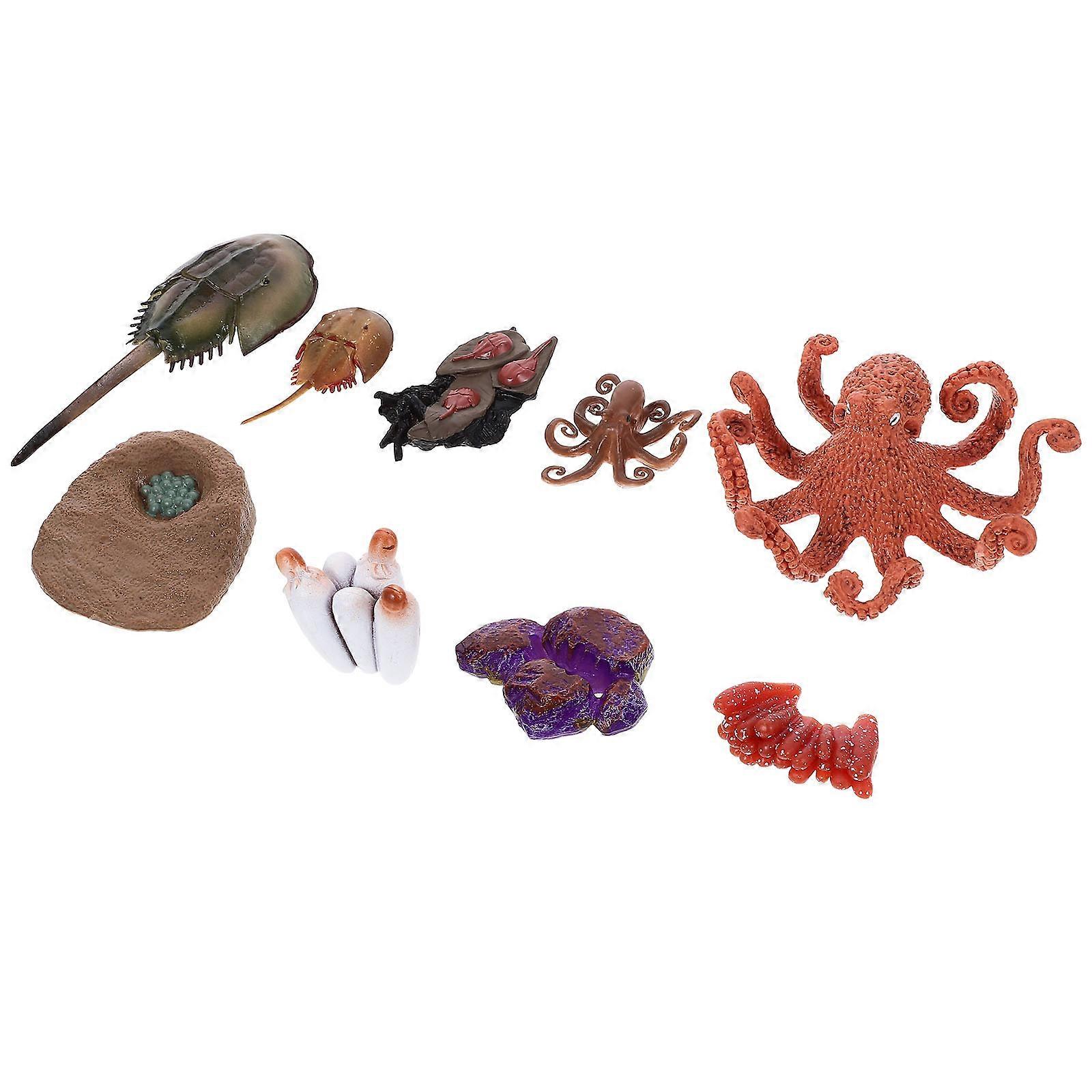 Animal Model Decoration Tortoise and Octopus Kids Toys Brown Plastic Cognitive Development 2 Sets