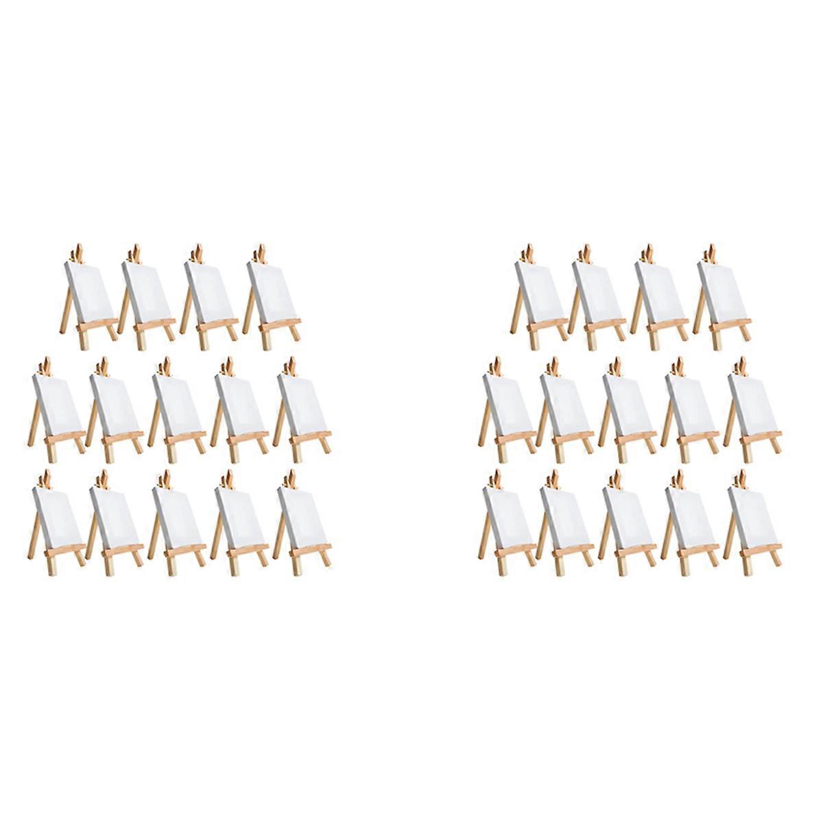 28Pcs Mini Canvas and Easel Brush Set, Canvas Inch, Pre-Stretched Canvas, Mini Painting Kit, Kids Pa