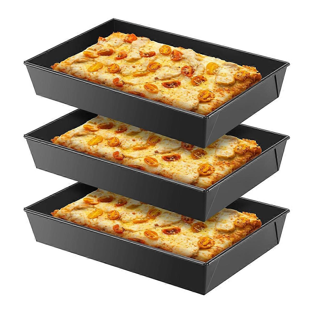 3 Pcs Detroit Style Pizza Pan Hard Rectangular Pizza Pans