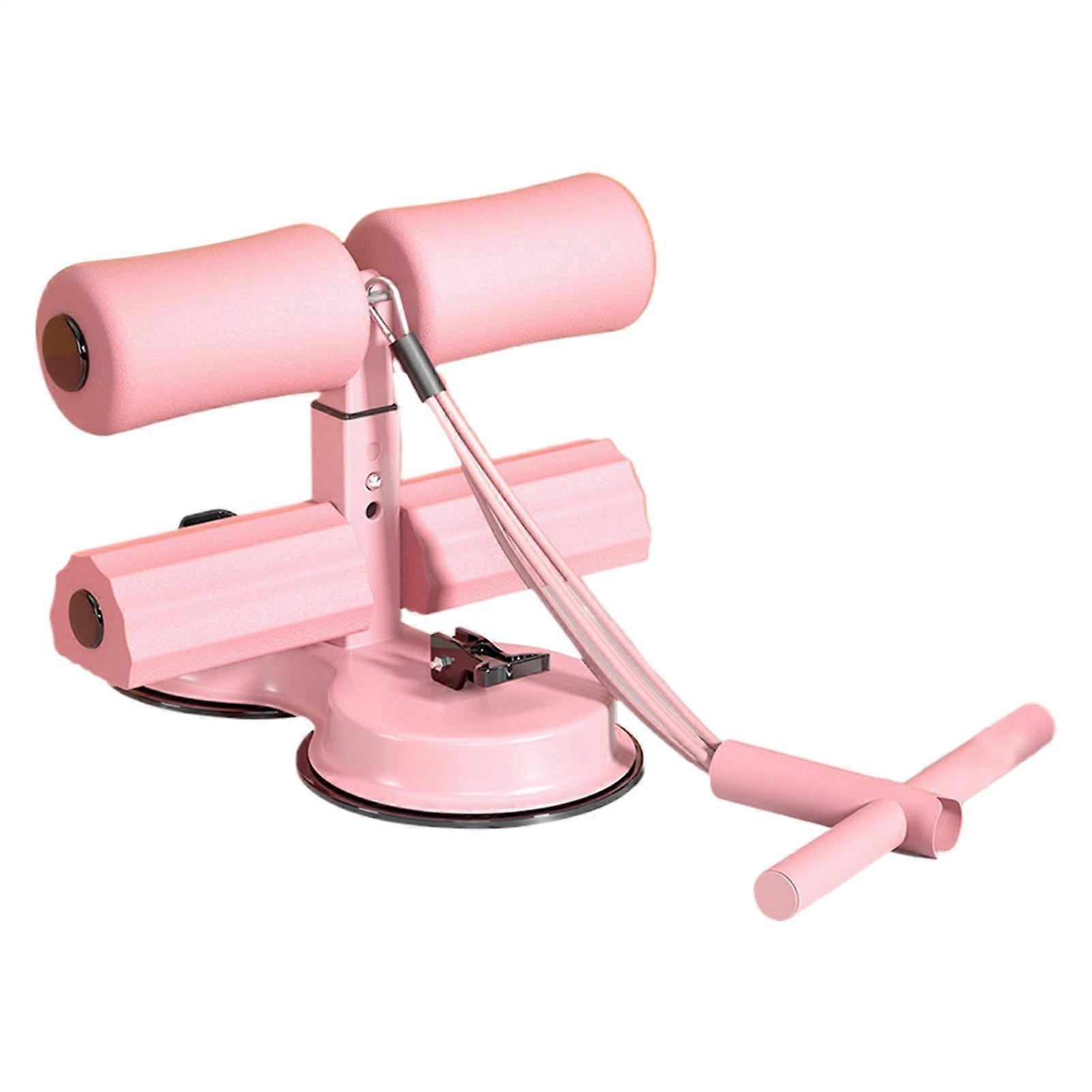 Abdominal Trainer AB Training Auxiliary Suction Cup Device With Resistance Band Portable Magenta For Women Men
