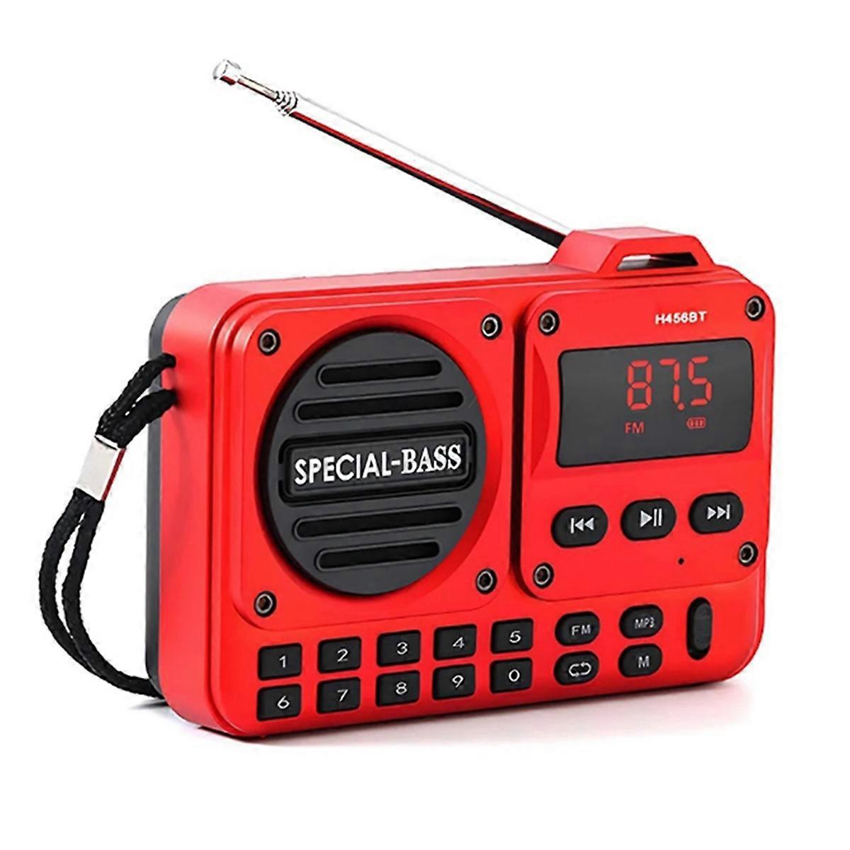 Rechargeable Portable Digital FM Radio with LED Display Bluetooth 5.4 Radio Speaker Ideal for Home and Travel Red