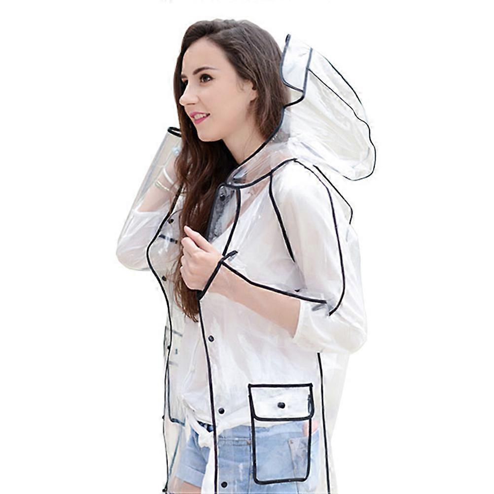 Reusable Transparent Raincoat EVA For Adults Waterproof Large Size Black Durable 1Pack