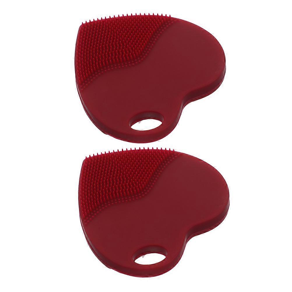 Silicone Shower Brush for Bathing with Comfortable Massaging Bristles Red Dual Sided Design for Scalp 4.5 Inches
