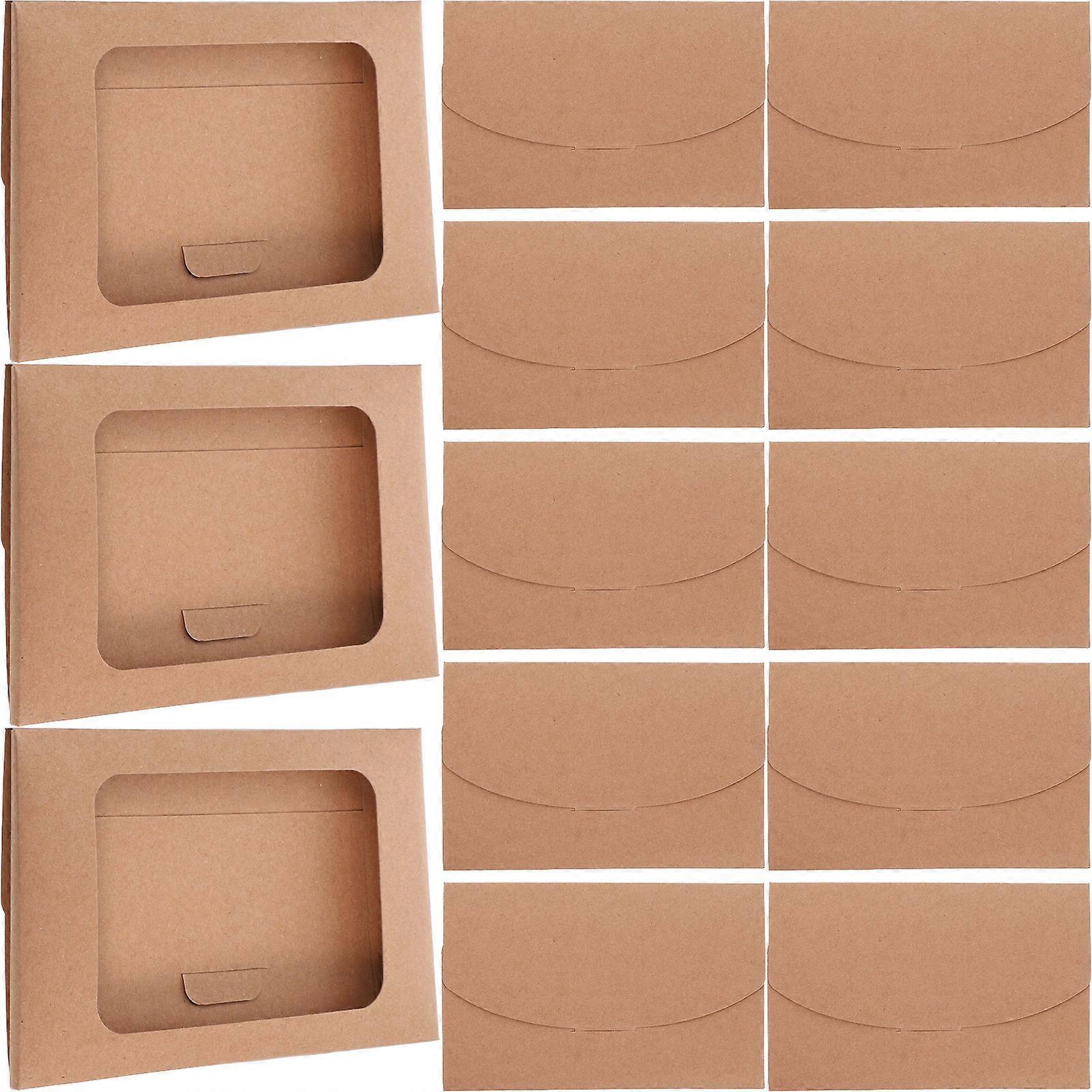 Kraft Paper Storage Box with Clear Window for Greeting Cards and Postcards 50pcs Khaki Color