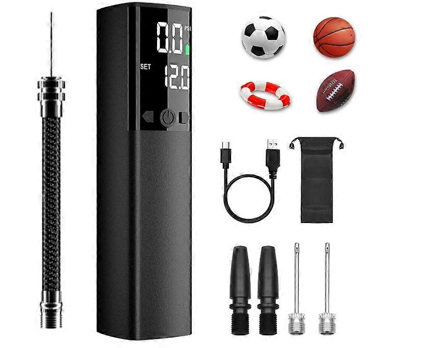 Electric Ball Pump, Portable Air Pump with Digital Precise Pressure Gauge and LCD Display,Max 18 PSI,Fast Inflation for Sports Balls(Black)
