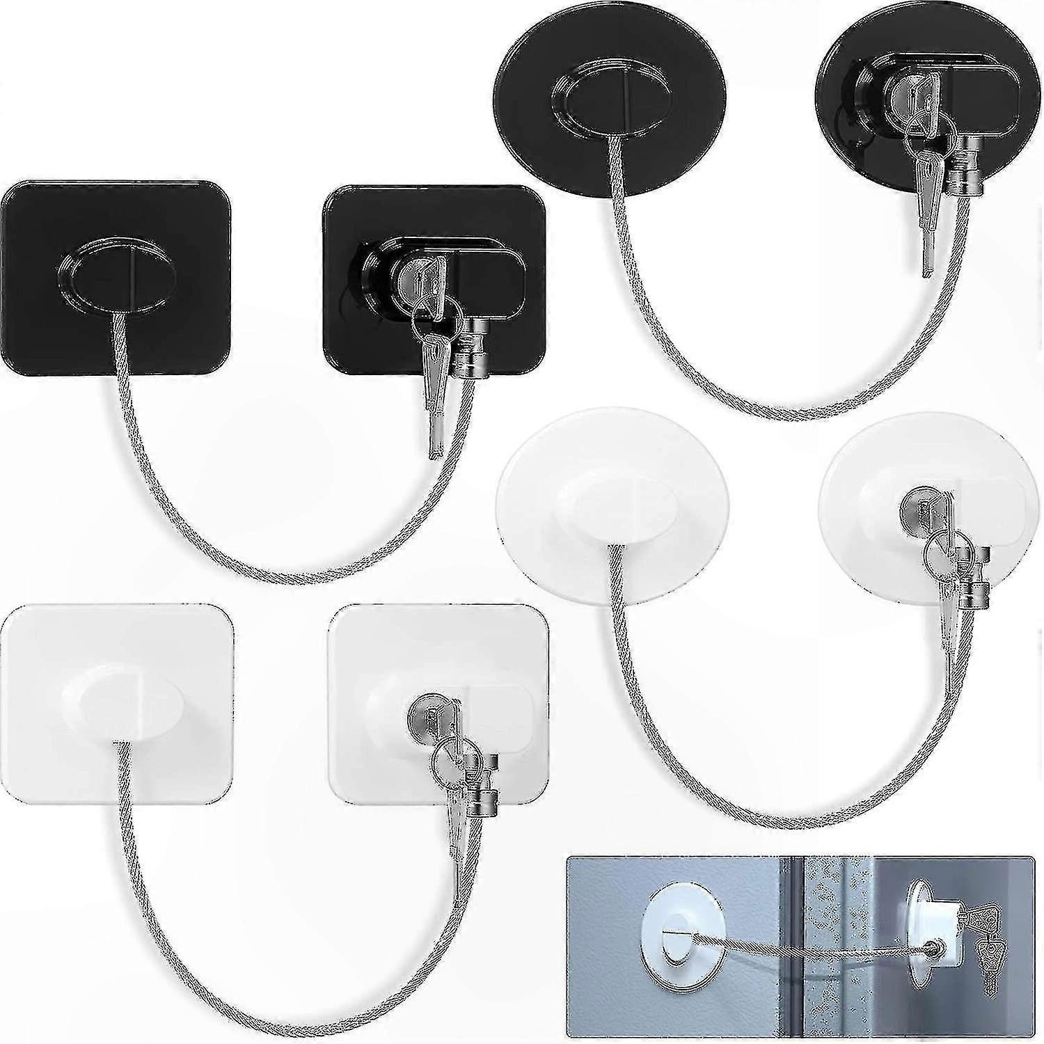 4 Pack Refrigerator Locks with 8 Keys, Childproof Freezer Safety Locks for Appliances