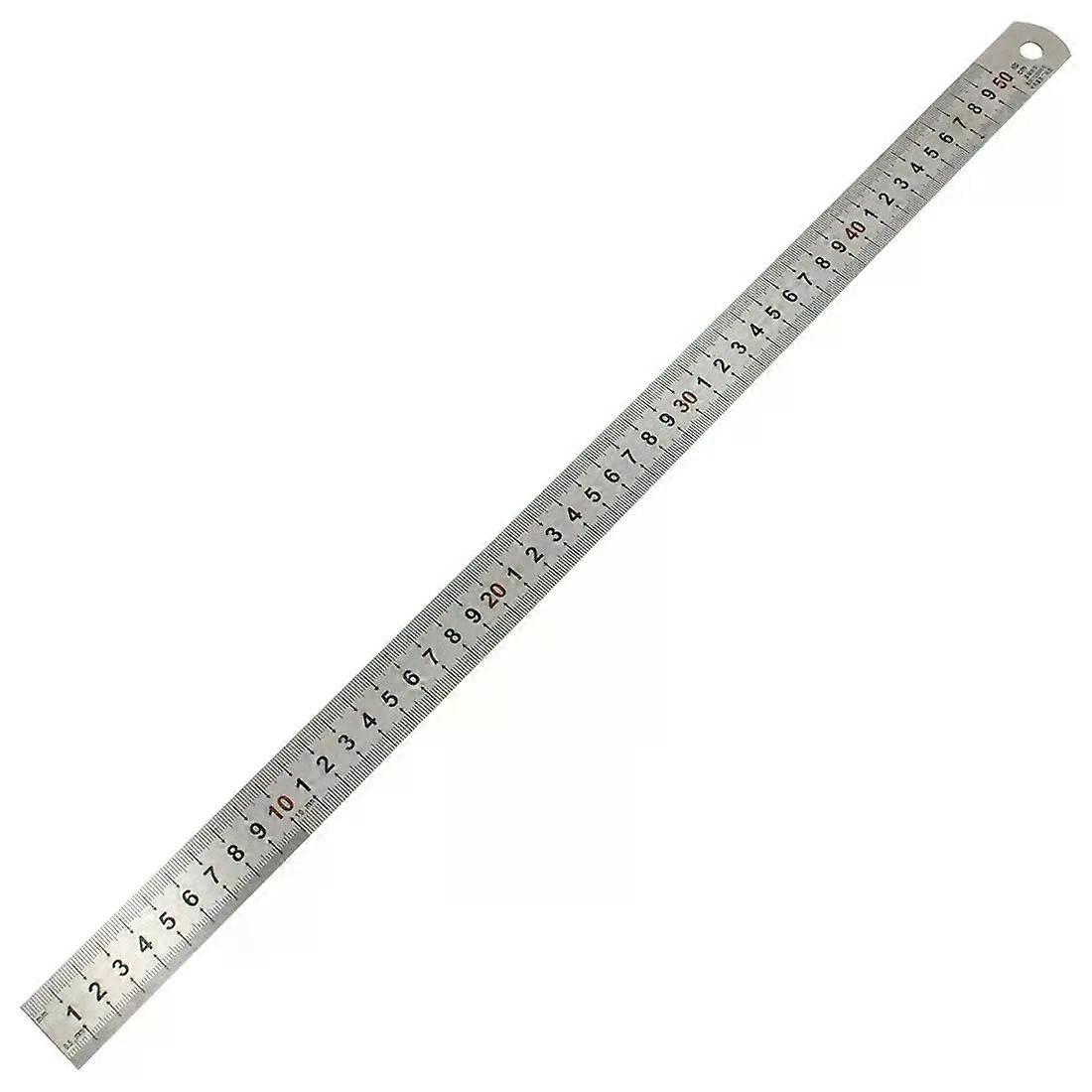 SOSW-Double Side Scale Stainless Steel Straight Ruler Measuring Tool 50cm