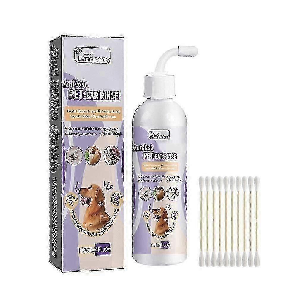 Dog Ear Cleaner Drops 118ml with Cotton Swabs