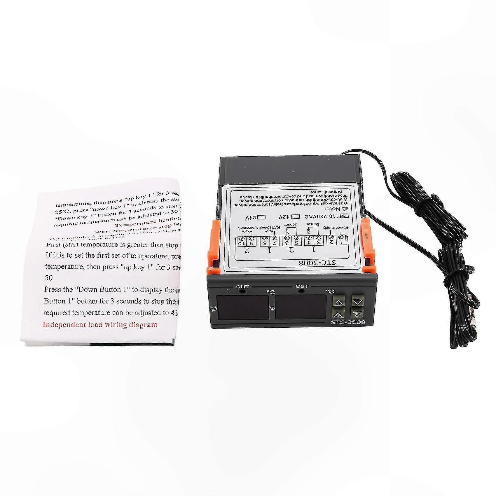 Dual Digital Thermostat Temperature Controller for Incubator, 110-220V Hygrometer Regulator