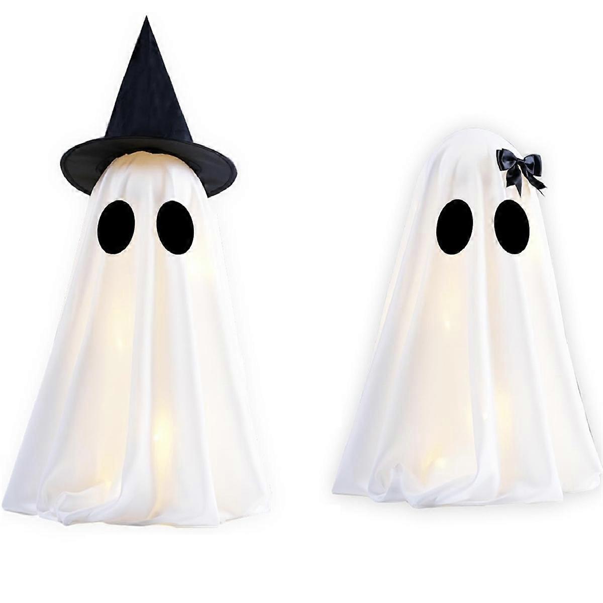 Light Up Halloween Ghost Decorations, Set of 2 DIY Spooky Ghosts Crafts, Scary Ghost for Halloween