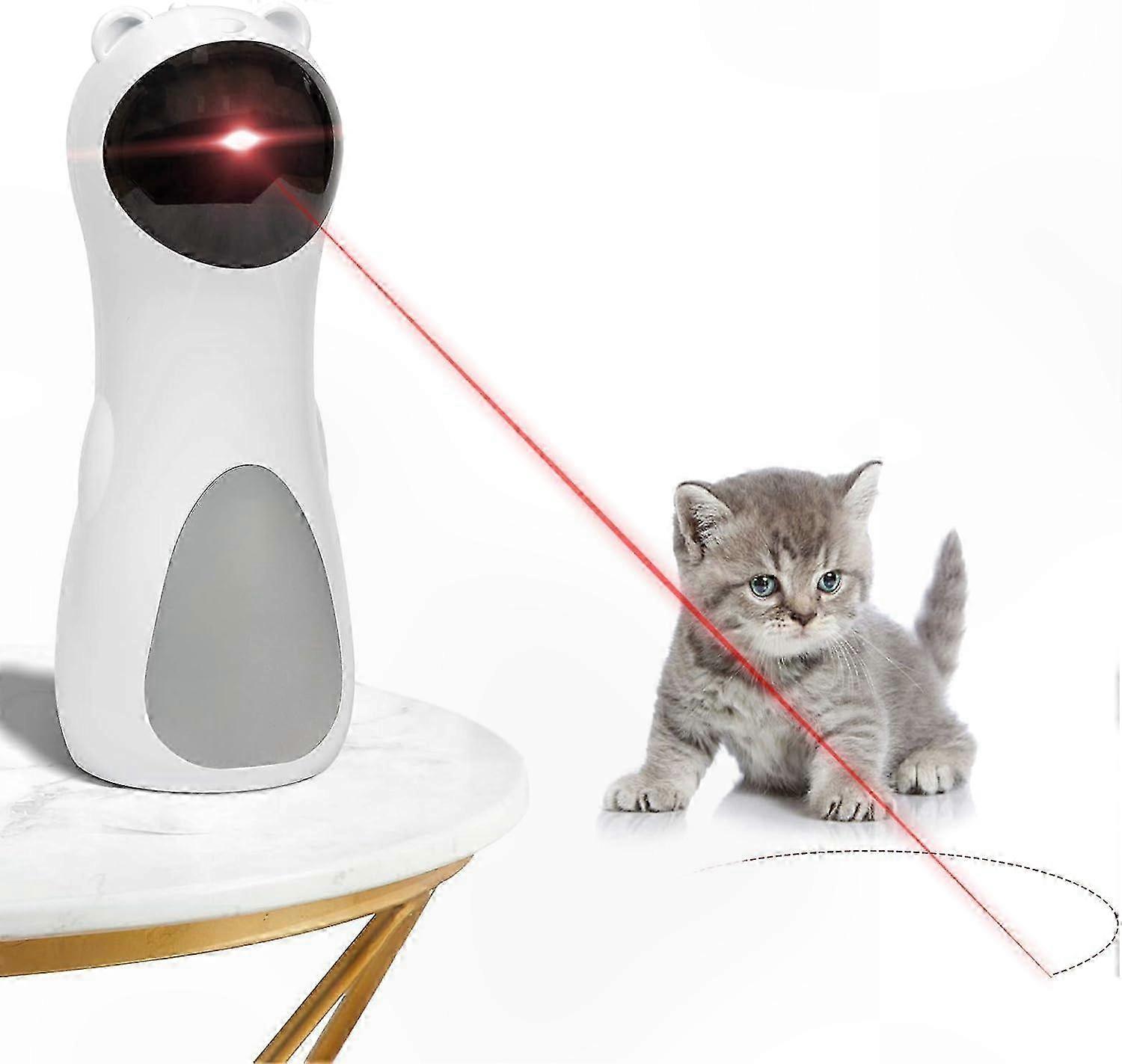 Pet Interactive Laser Toy with USB Rechargeable, 5 Random Patterns, Auto On/Off, Mute, Adjustable Flashing Modes for Cats and Dogs