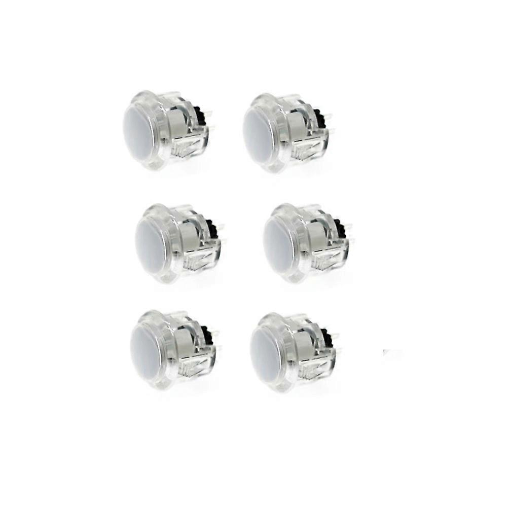 Set Of 6 Clear 24mm 30mm Arcade Push Buttons For Raspberry Pi, Pandora Console,