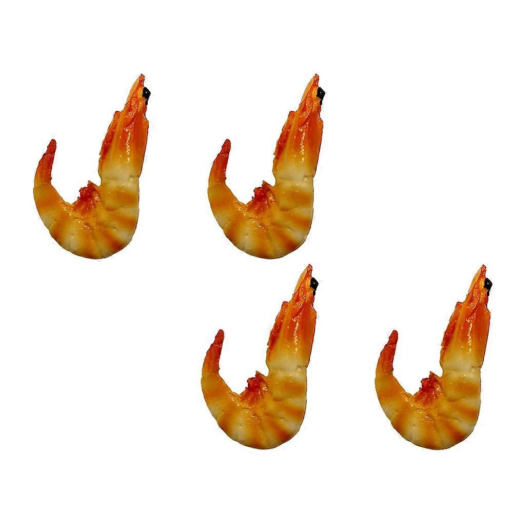 Simulated Cooked Shrimp Model for Decoration 4Pcs Set