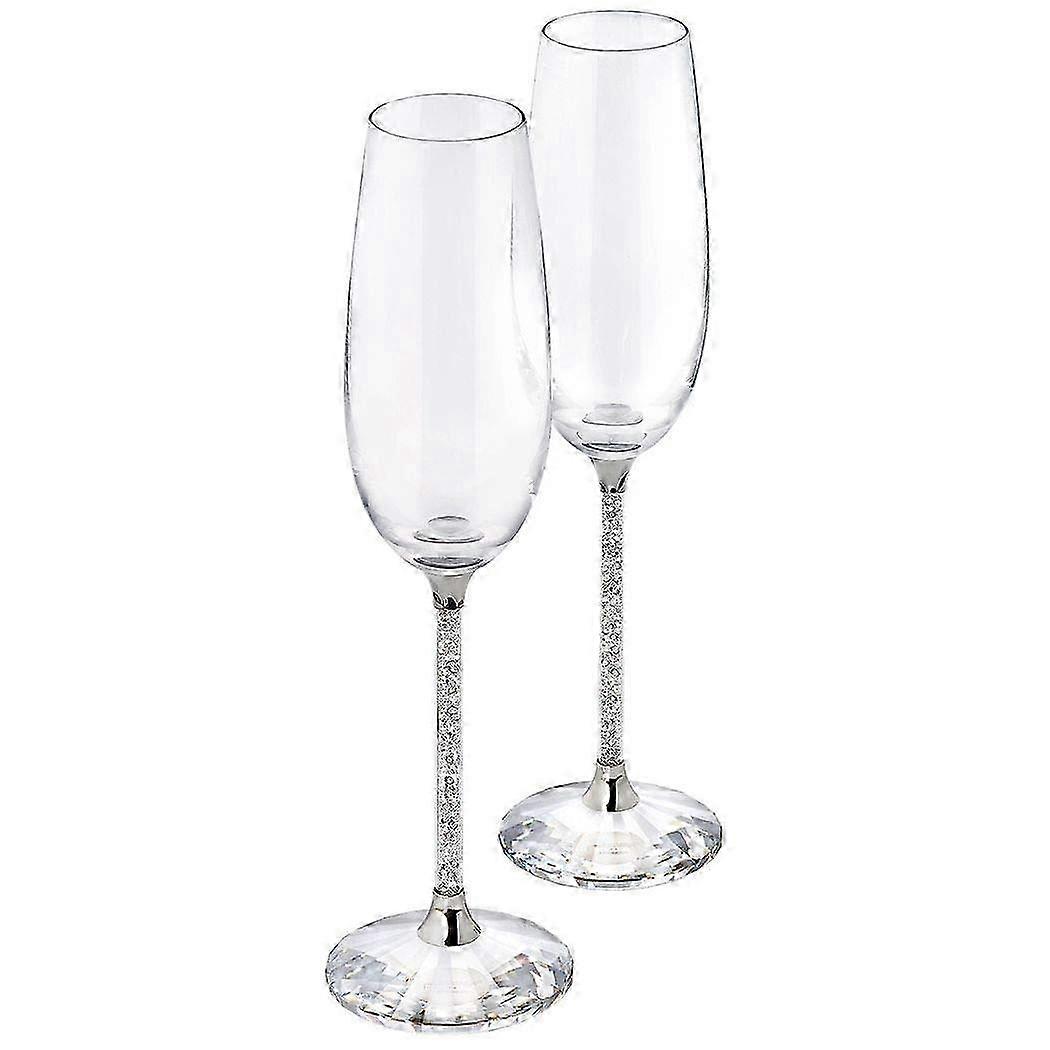 Crystal Goblets, 2-Piece Set, Transparent Base with Romantic Design