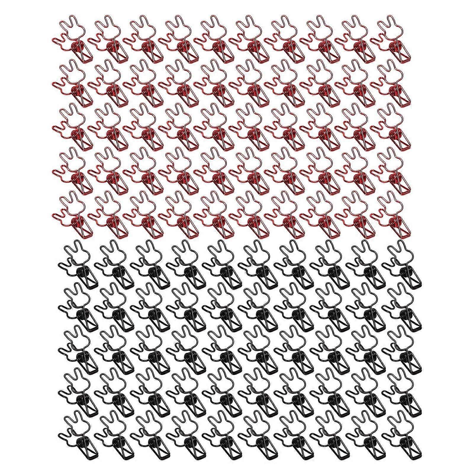 100Pcs Bunny Binder Clips Hollow Out Strong Metal Multi Purpose Small Paper Clips for Bags Clothes Documents