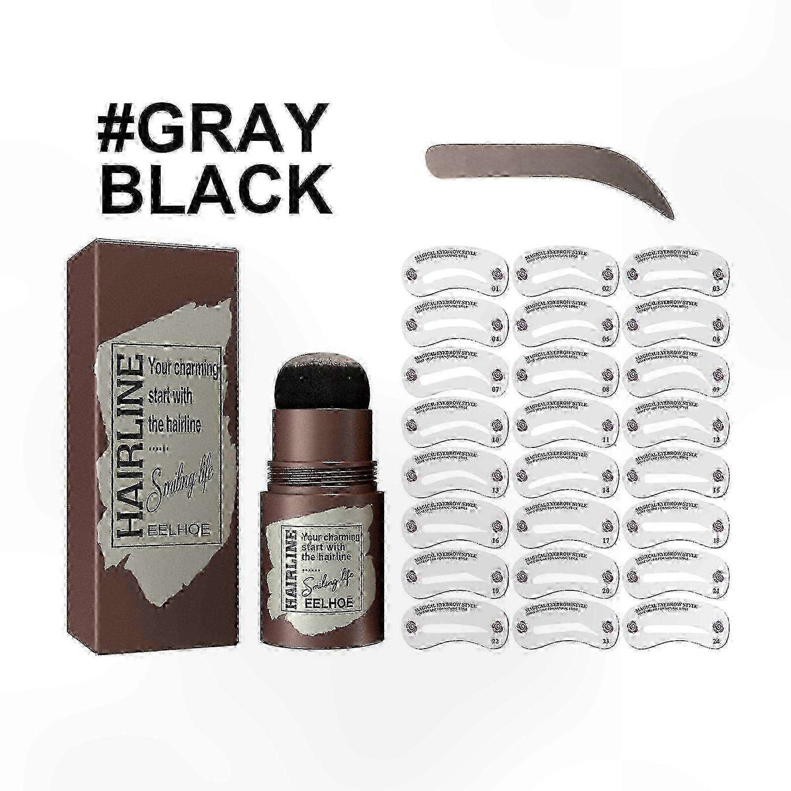 Eyebrow Shaping Kit with Hairline Design for Easy Application - Gray Black + 24Pcs Accessories Set