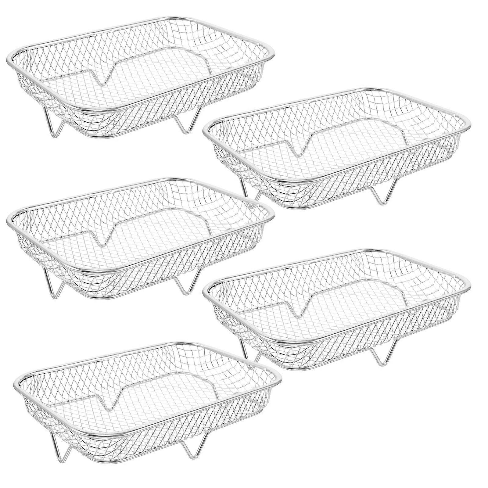 Air Fryer Oven Tray 5Pcs Stainless Steel Rack for Oven and Restaurant Use Versatile Functionality with Efficient Drainage