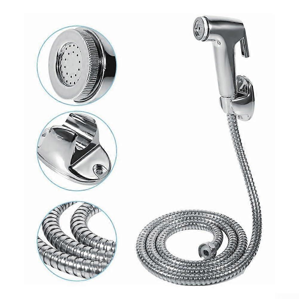 Chrome Bidet Shattaf Douche Spray G1/2 Thread ABS And Stainless Steel Construction Comfortable Grip