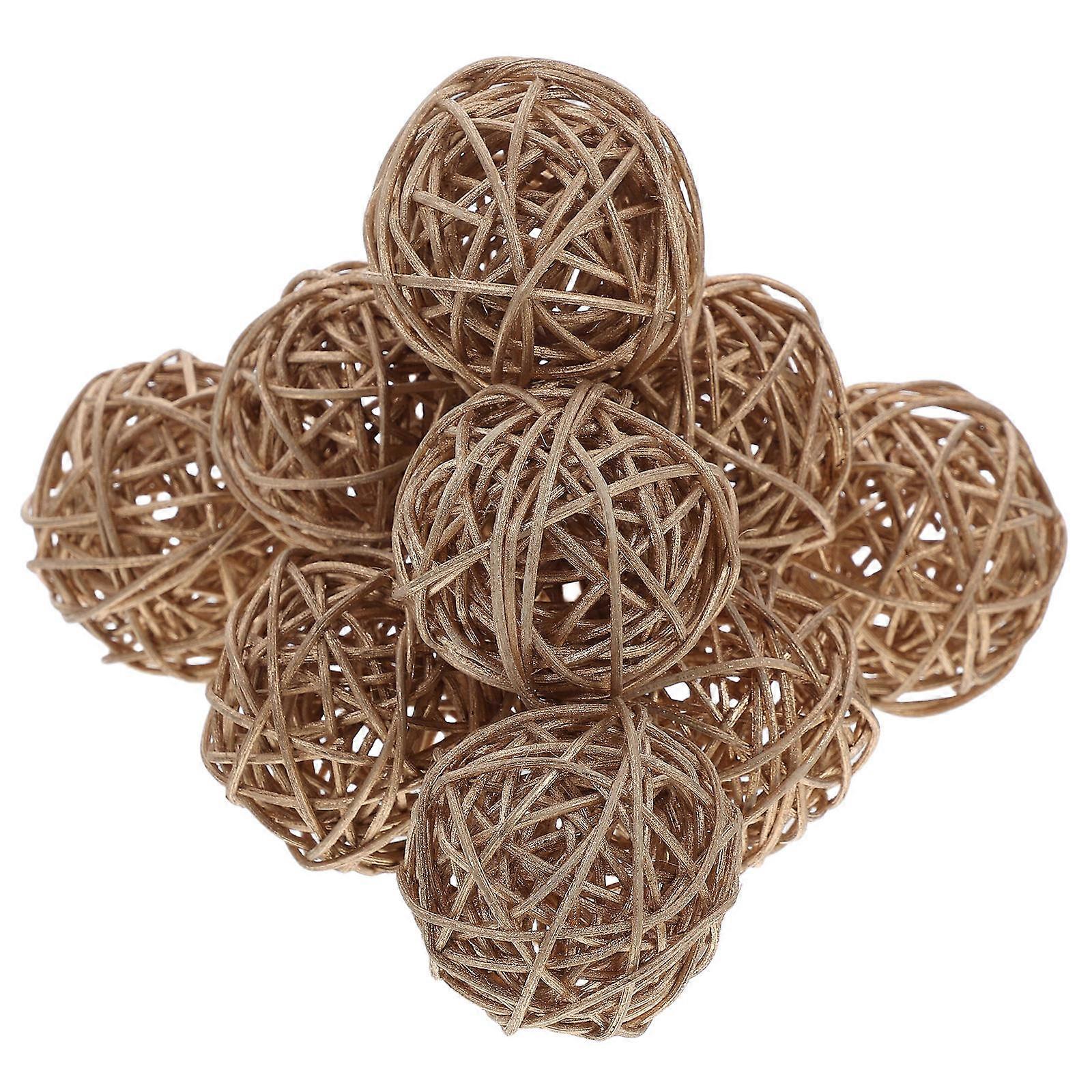 Golden Rattan Ball Decorative Orbs for Aromatherapy Diffuser 50Pcs Set