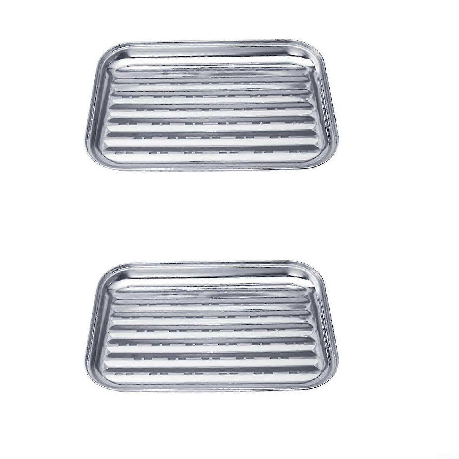 Edelstahl-Grillschale für Gas- und Holzkohlegrills, 34x24cm, 2er-Pack, wiederverwendbar & leicht zu reinigen, Ref 1446