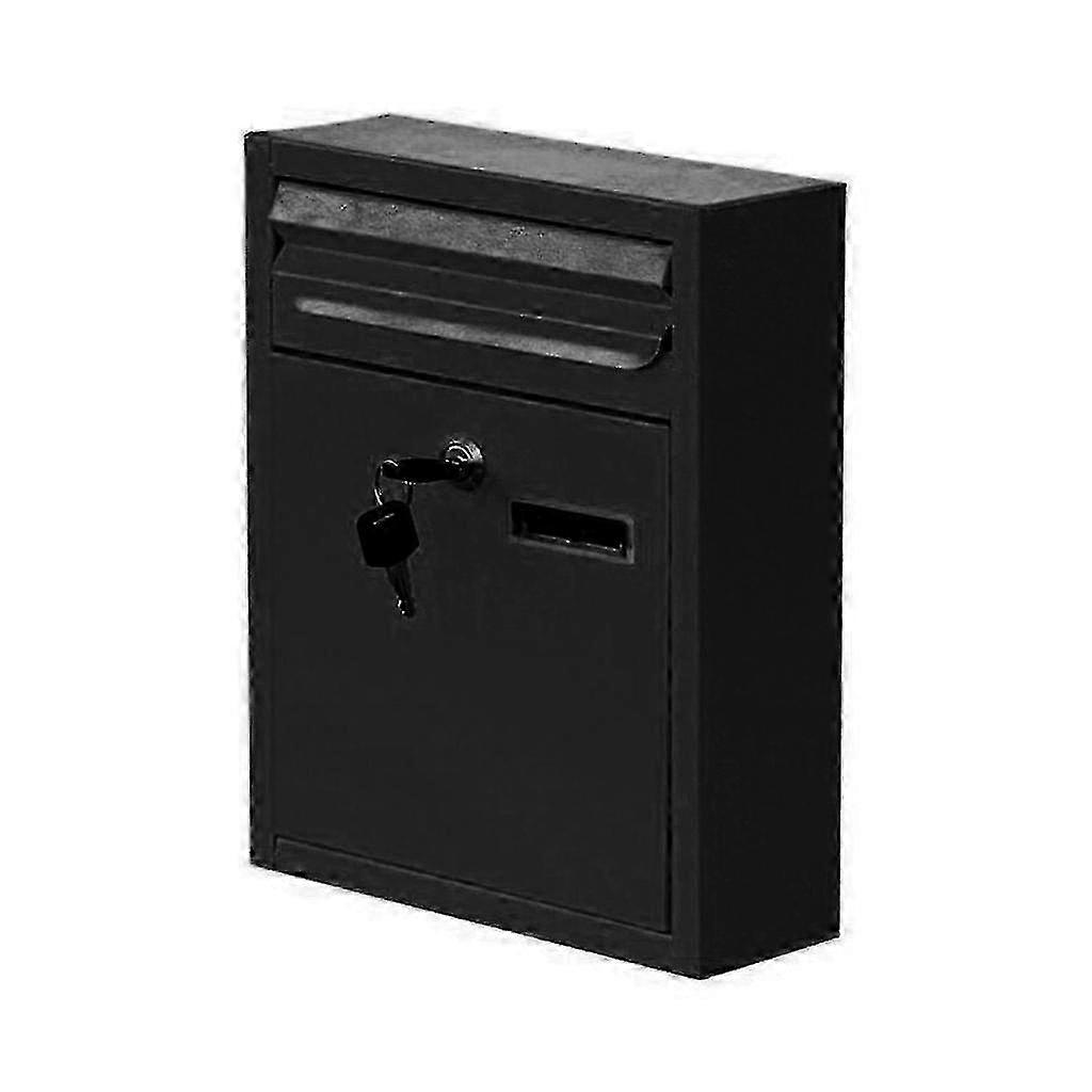 Outdoor Security Locking Mailbox Letterbox Postbox Newspaper Box Black
