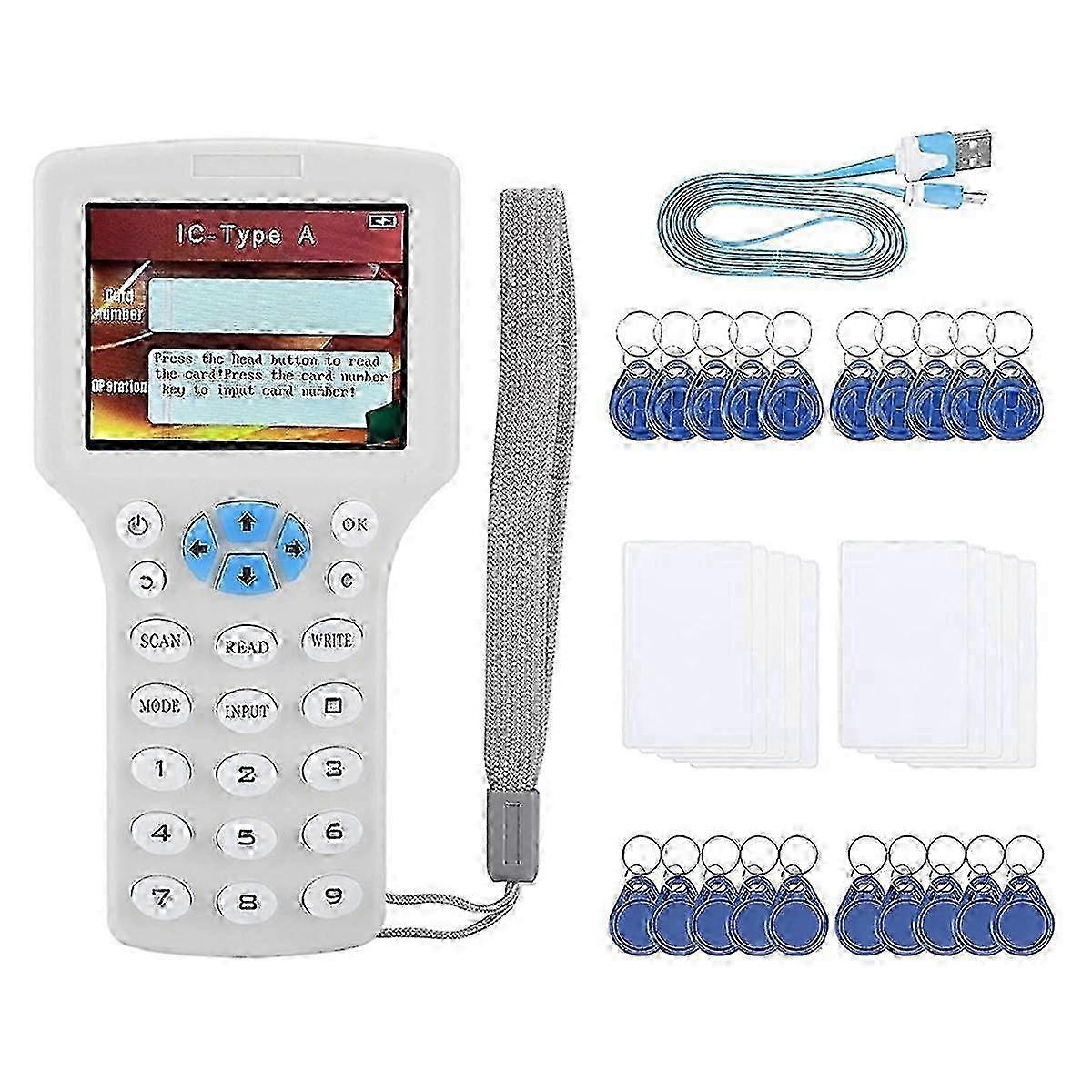 2025 RFID Card Reader Burner:IC/ID English 10 Frequency RFID Decoder