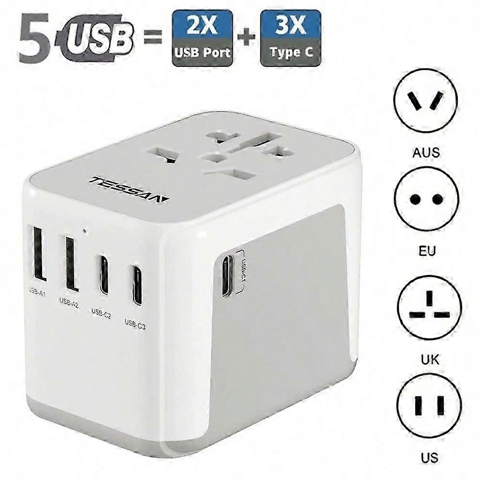 TESSAN Universal Travel Adapter with USB and Type C Ports
