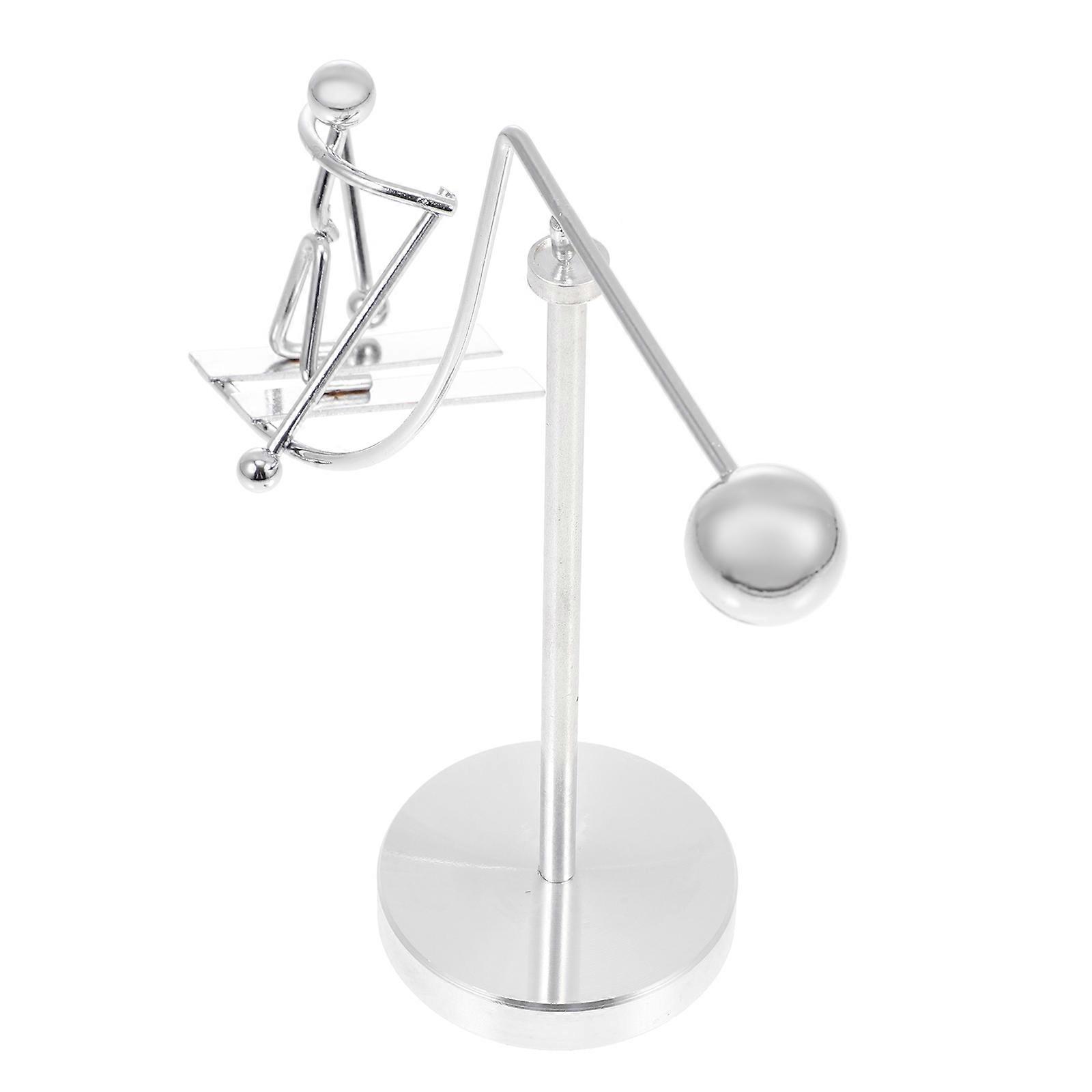 Alloy Balancing Man Skiing Figure for Decoration Silver