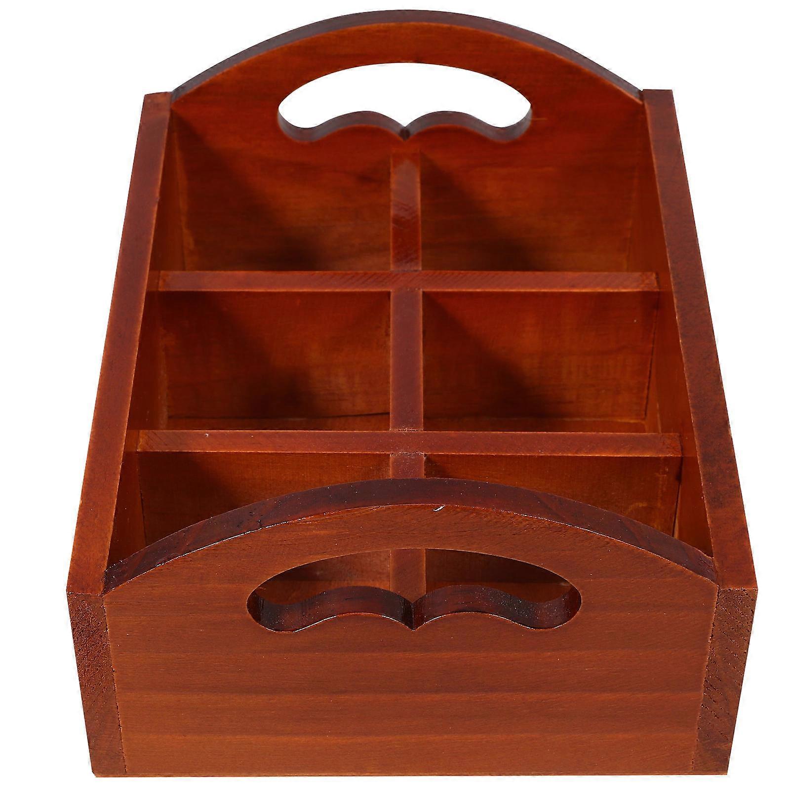 Wooden Storage Holder for Kitchen Use 4Pcs Six Divided Compartment Box