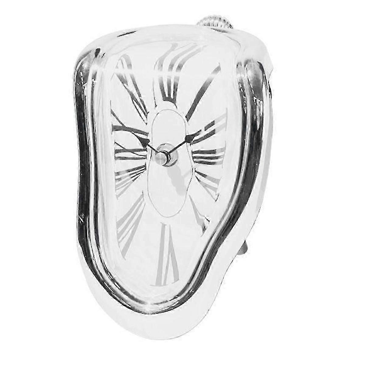 Melting Distorted Clock Art Decor for Living Room - Clock Silver