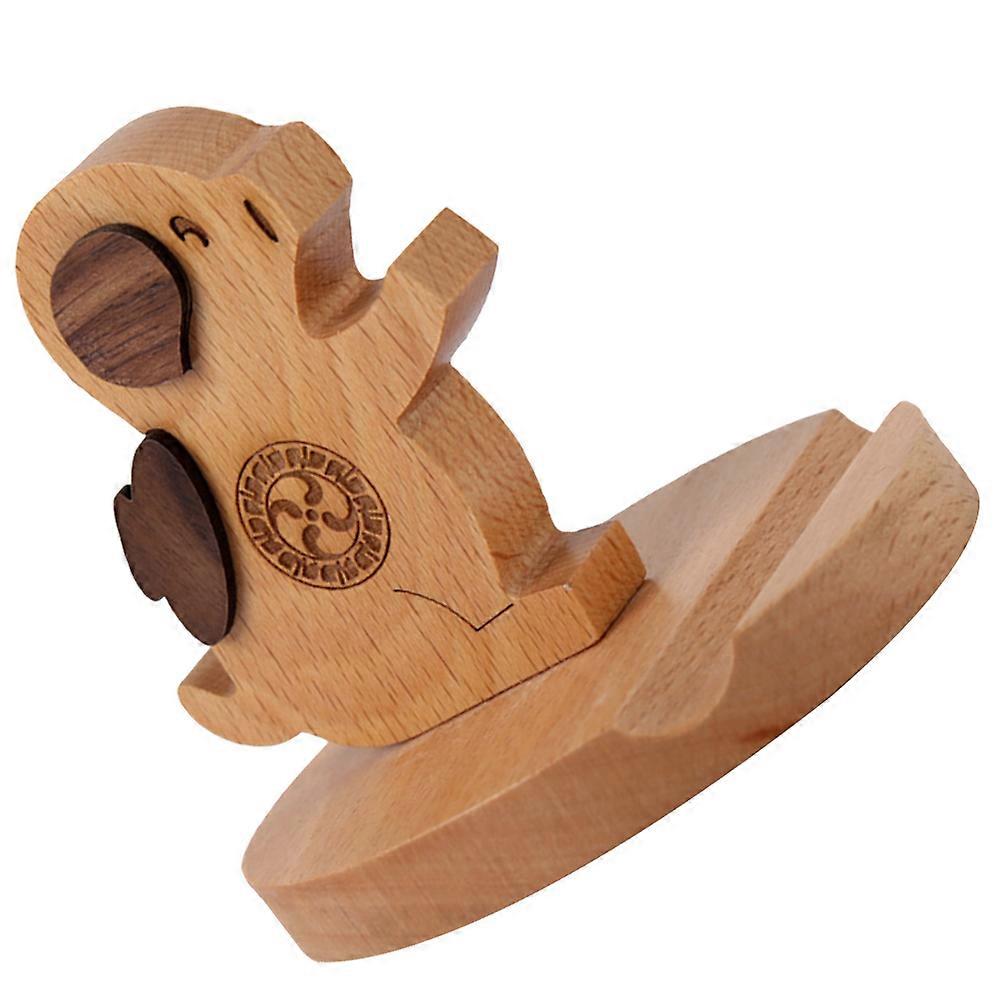 Brown Wood Phone Stand for 2Pcs Creative Desktop Storage Rack