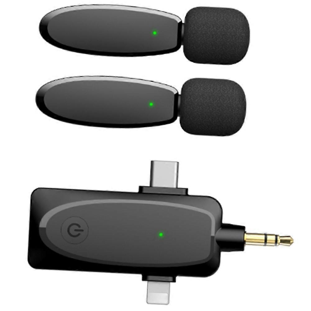 3 in 1 Wireless Lapel Microphone Compatible with Cameras Laptops Smartphone Wireless Lavalier Microphone