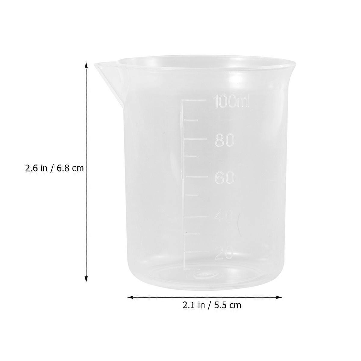 Lab Plastic Beakers 2Pcs Cylindrical Measuring Glass Baking Tool High Temperature Resistance 100mL