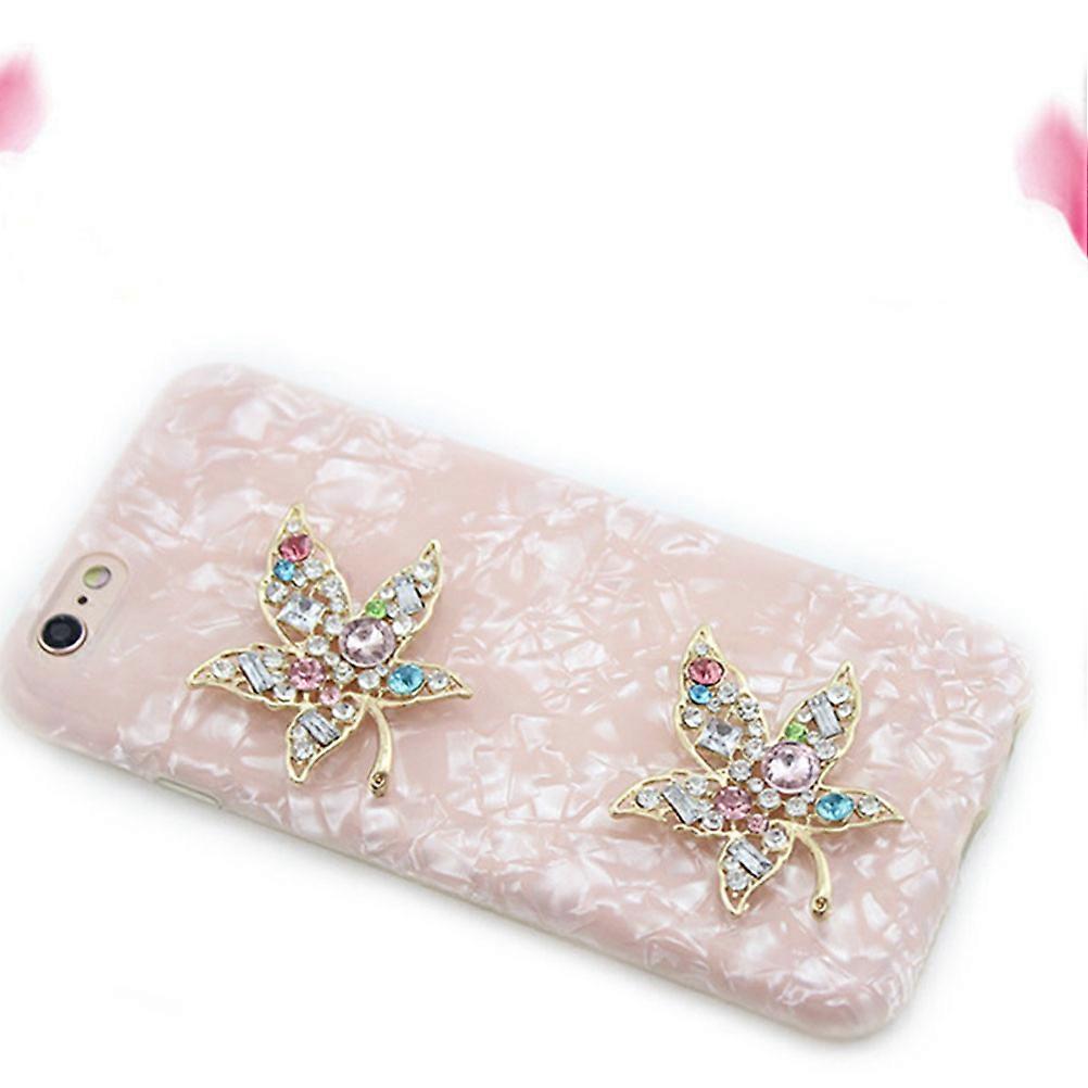 Delicate Phone Shell Craft Maple Leaf for Decoration 3Pcs Rhinestone Kit