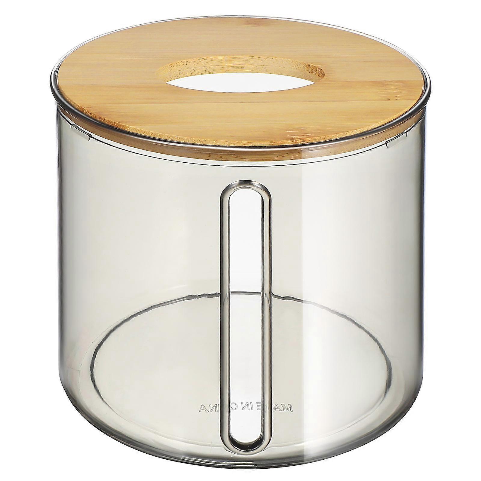 Clear Tissue Box Holder Household Roll Paper Dispenser with Wood Lid 4Pcs