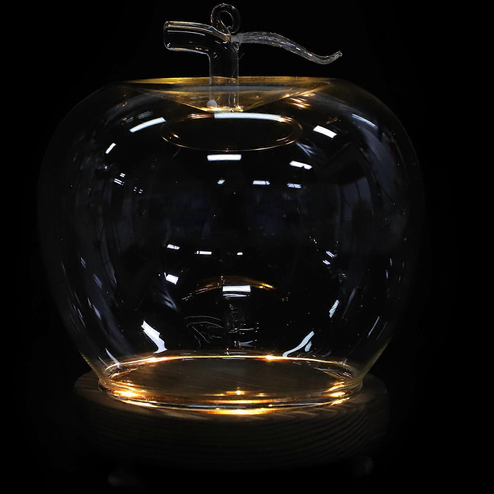 Glass Dome Apple Cover for Decoration with Luminous Base Transparent